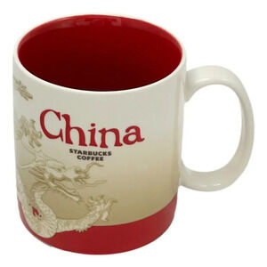 Starbucks Mug Country China 16 Fl Oz 2010 Collector Series Ceramic Red White Tan